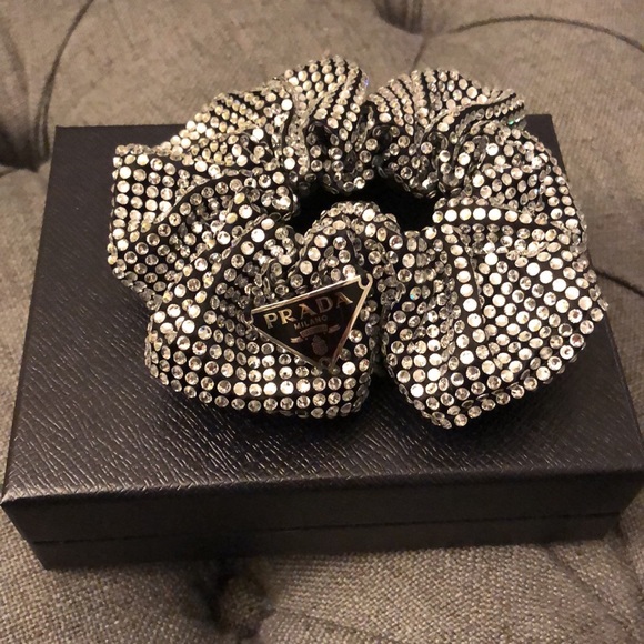 Prada Accessories - Prada Crystal Satin Scrunchie